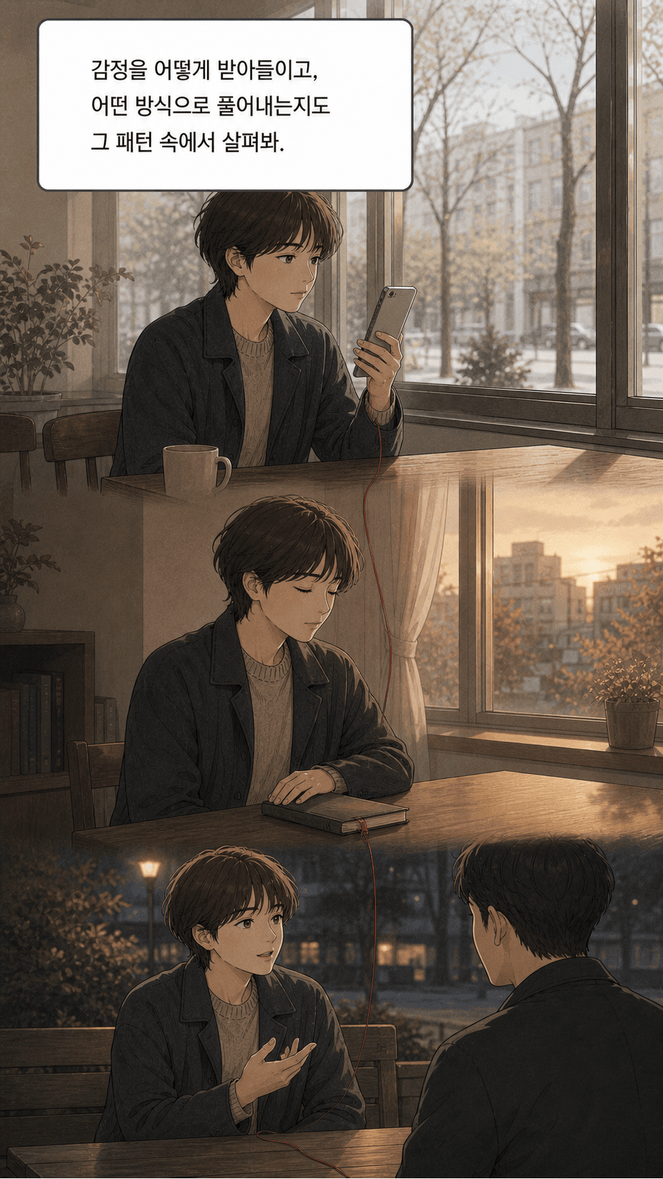 감정을 받아들이고 처리하는 방식을 설명하는 장면
